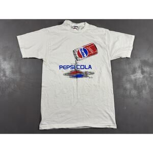 Vintage Pepsi Shirt Mens Large White Pepsi-Cola Made USA Single Stitch 90s